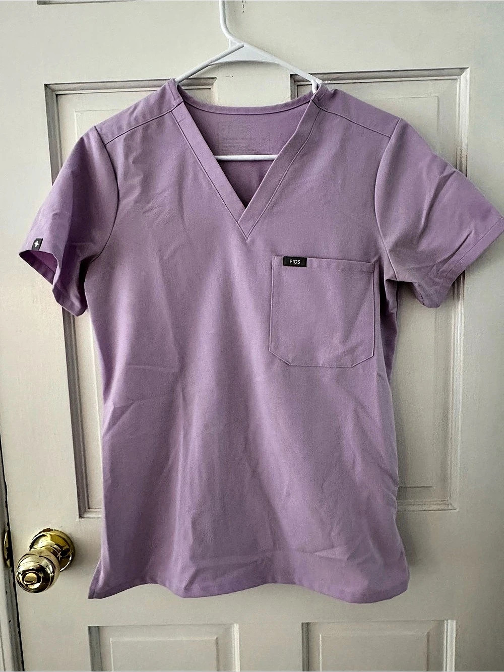 FIGS Kade Short Sleeve Top in Light Purple